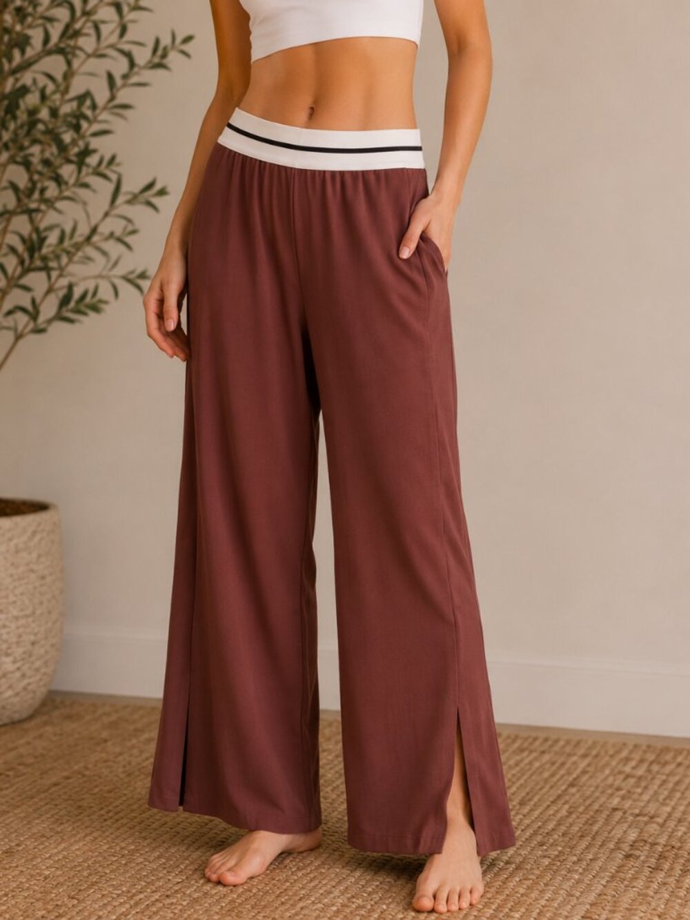 NWT Stylus Wide Leg Palazzo Pants XL Rust Terracotta Flowy Boho Chic